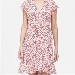 Banana Republic Red Leopard Wrap Mini Dress